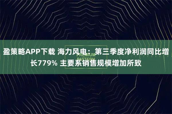盈策略APP下载 海力风电：第三季度净利润同比增长779% 主要系销售规模增加所致