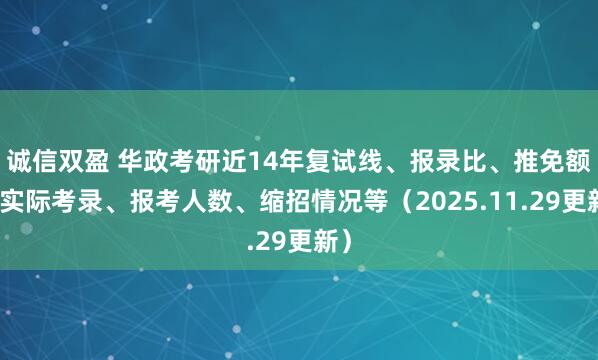 诚信双盈 华政考研近14年复试线、报录比、推免额、实际考录、报考人数、缩招情况等(2025.11.29更新)